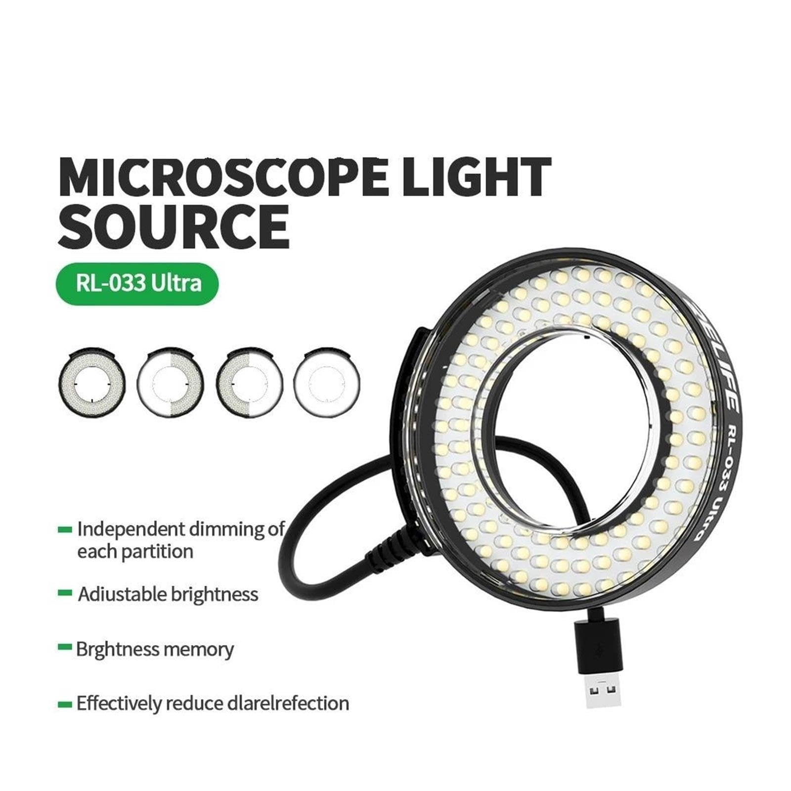 RL-033 Anillo de luz LED Ultra Microscopio 105 LED USB