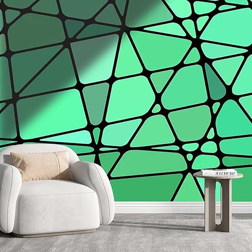 Papel tapiz para muebles de madera, color verde, para cabecera, decoración de mosaico, mosaico, sala de estar, fácil de quitar (W) 40 pulgadas de