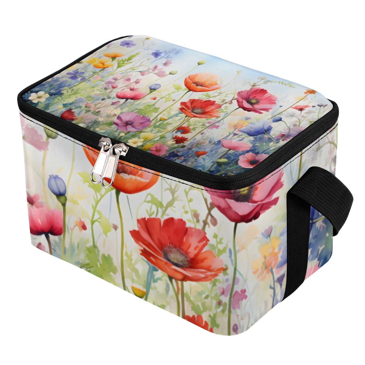 Lunch Bags for Women Men 9 Cans,Cute Flowers Hot & Cold Food Delivery Bag Insulated Grocery Bag Insulated Lunch Box Floral Cooler Bag for Office Work Picnic Beach