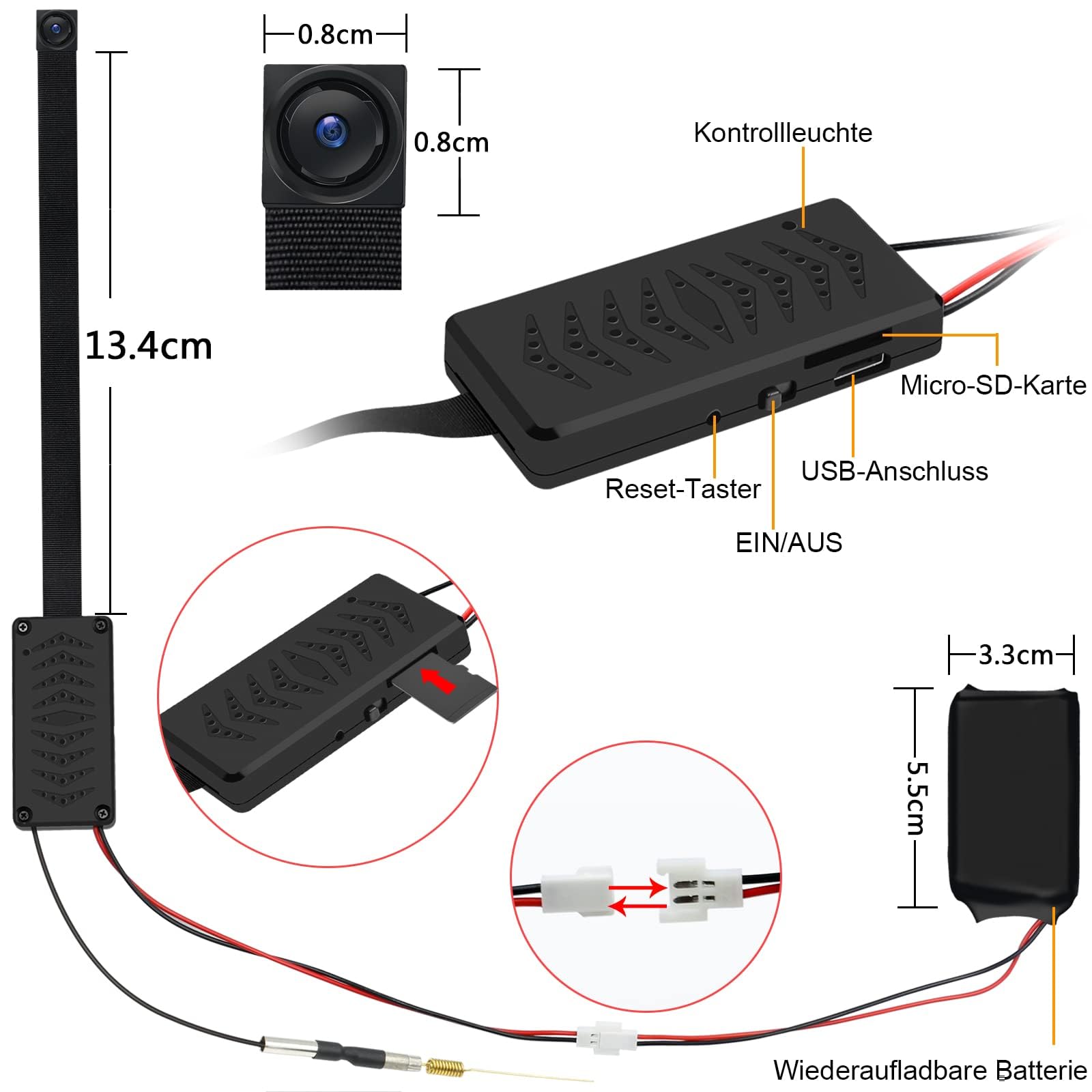 TANGMI Bodycam Körperkamera Mini WiFi 1080P HD, Tragbar 2.4G & 5Ghz Body Cam, Bewegungserkennung und Loop-Aufnahme Kleine Kamera mit Batterie