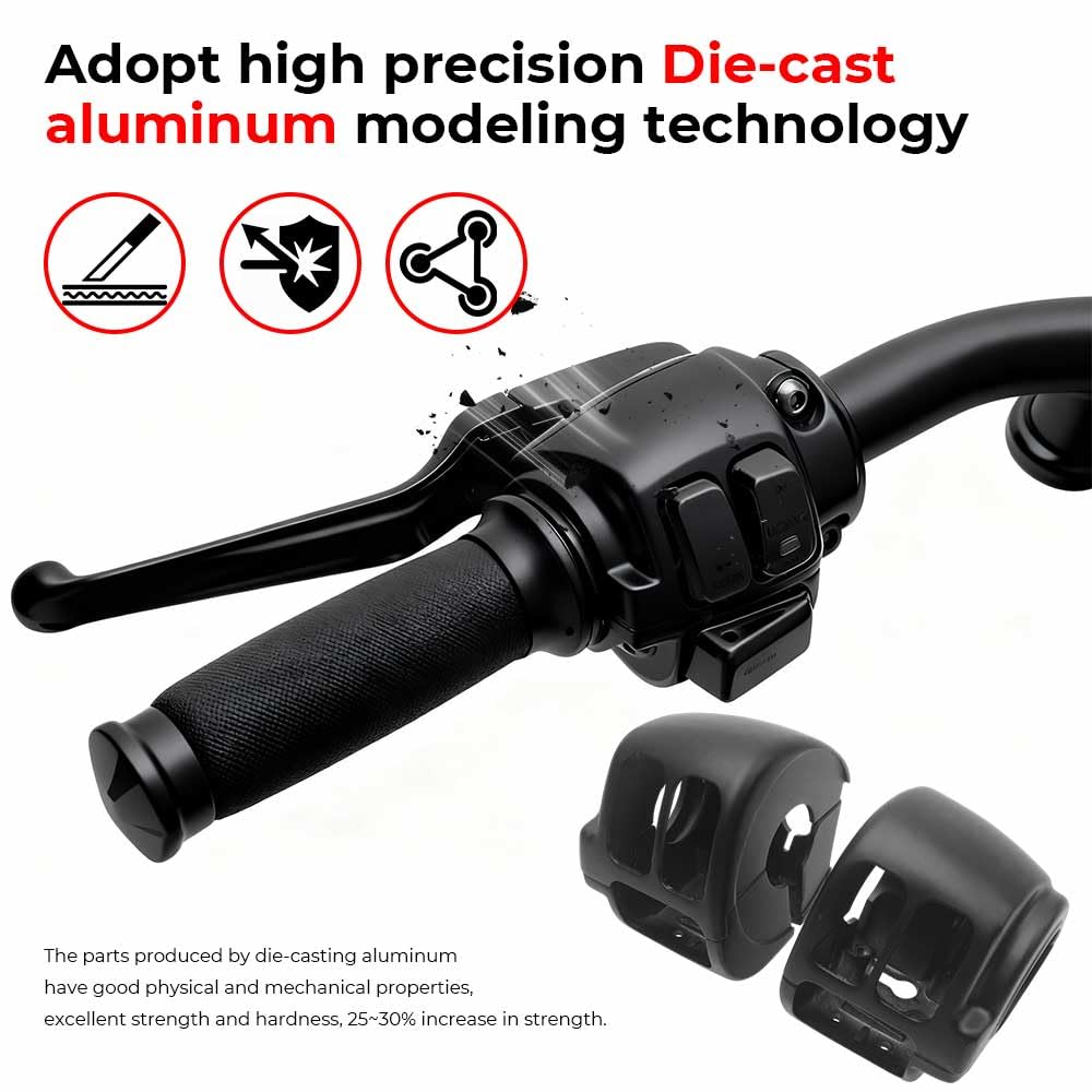 Motorcycle Handlebar Switch Housing Cover w/Button Caps Kit Fit for Harley 2014-2022 XL, 2012-2017 Dyna and 2012-2015 Softail (Black)