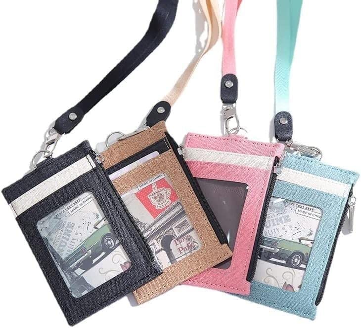 Titolari di Carte Distintivo Carta Raffinata 3 Pezzi Custodie d'Identità Cinturino da Collo in Pelle Unisex Cordino Display Porta Carte di Credito Personale Banca Bus Portafoglio Custodie for Distinti
