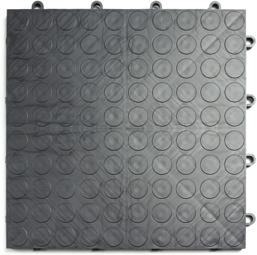 Big Floors GarageDeck Garage Floor Tiles, Interlocking Garage Flooring, Coin Pattern Non-SSlip Heavy-Duty Copolymer Modular Tile (Graphite, 24 Pack of 12 x 12" Tiles, 24 Sq Ft)