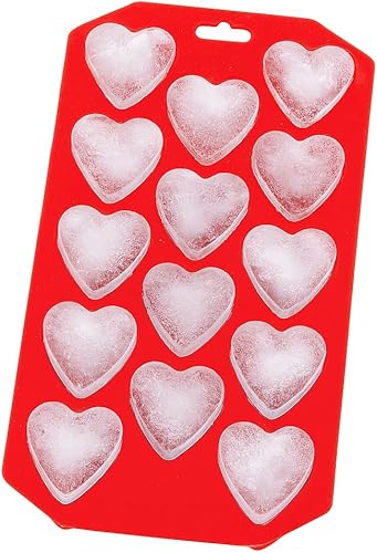 Miniatura 6 de HIC Kitchen Bandeja de hielo de corazón de silicona, antiadherente, juego de 2, cada bandeja hace 14 corazones