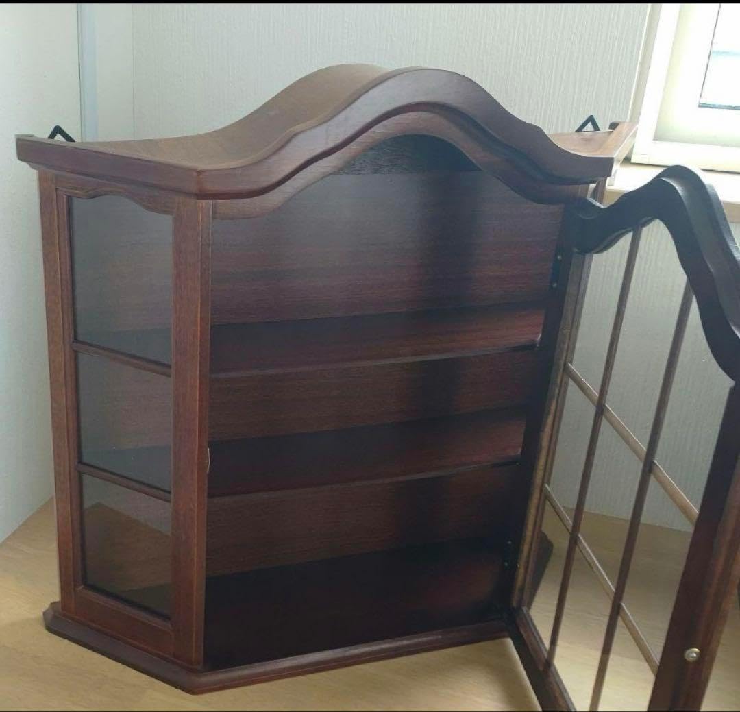 木製キャビネット 飾り棚 アンティーク 壁掛け コレクションケース