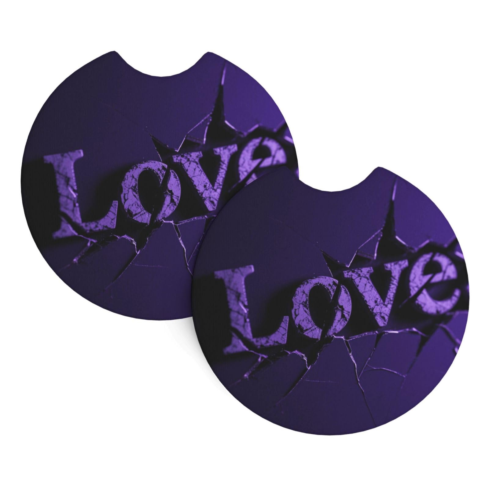 2 Pack Car Coaster for Cup Holders Love Car Cup Coaster 2.7" Neoprene Non-Slip Automotive Cup Mat Universal Auto Car Interior Accessories for Women Men Cup Pad