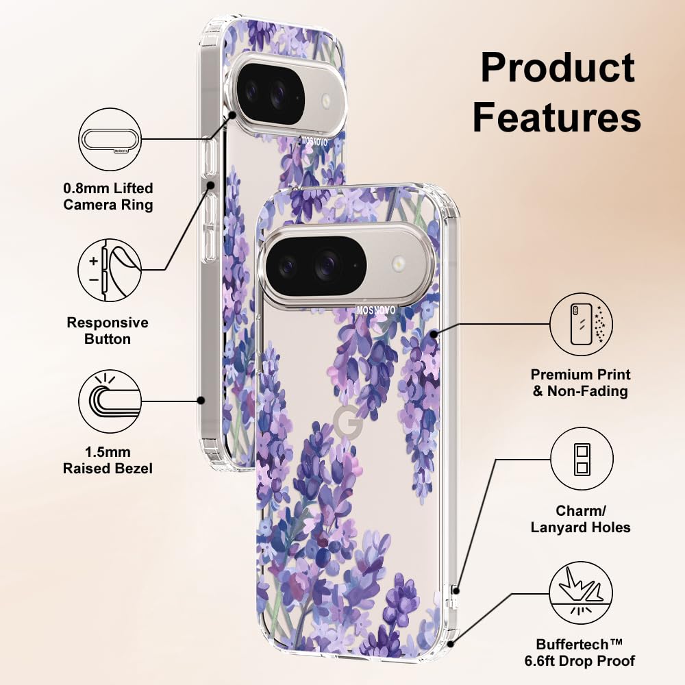 MOSNOVO Case for Google Pixel 10 & Pixel 10 Pro, [Buffertech 6.6ft Military-Grade Drop Protection] [Anti Peel Off Tech] Clear TPU Bumper Phone Case Cover Design - Cute Cherry — view 327