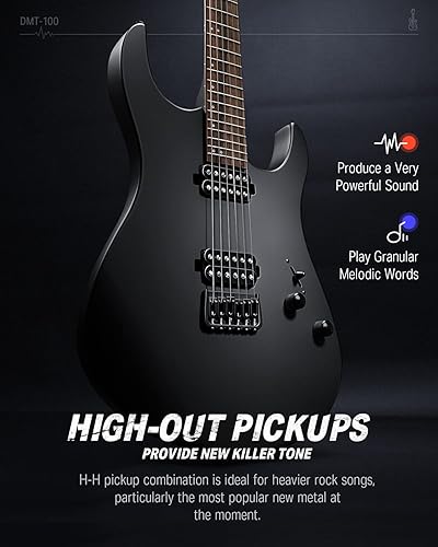 Miniatura 2 de Donner DMT-100 - Guitarra eléctrica de cuerpo sólido, acabado mate de 39 pulgadas, kit de guitarra eléctrica con bolsa, cuerdas, correa, cable,