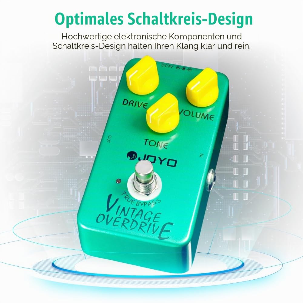 JOYO Vintage Overdrive Pedal Klassisches Röhren-Screamer-Pedal für E-Gitarre mit True Bypass (JF-01)