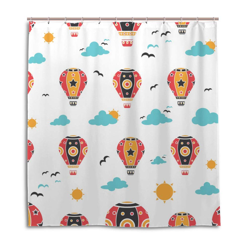 Rideau de douche imperméable anti éclaboussures motif montgolfières en tissu