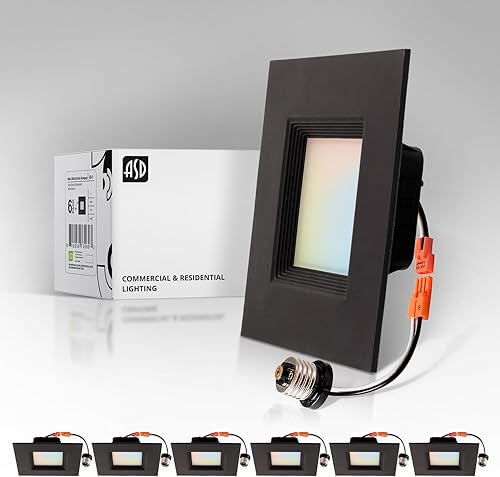Miniatura 1 de ASD Bronze 6 inch LED Recessed Lighting Square Retrofit Kit 5CCT Selectable 27003000350040005000K Adjustable 12W 1050Lm Wet Rated Dimmable LED