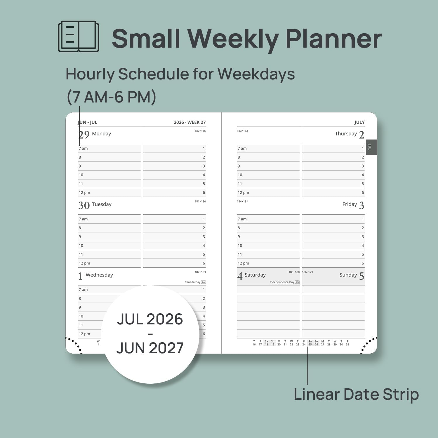 POPRUN Pocket Planner 2026-2027, Purse-4" x 6.25", Academic Pocket Calendar image 3