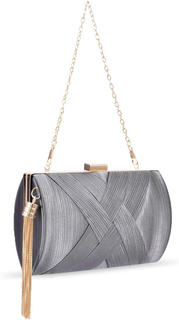 ELECDON Stylish Womens Evening Clutch Bag – Designer Handbag for Parties, Elegant Lady Clutch Purse (Grey)