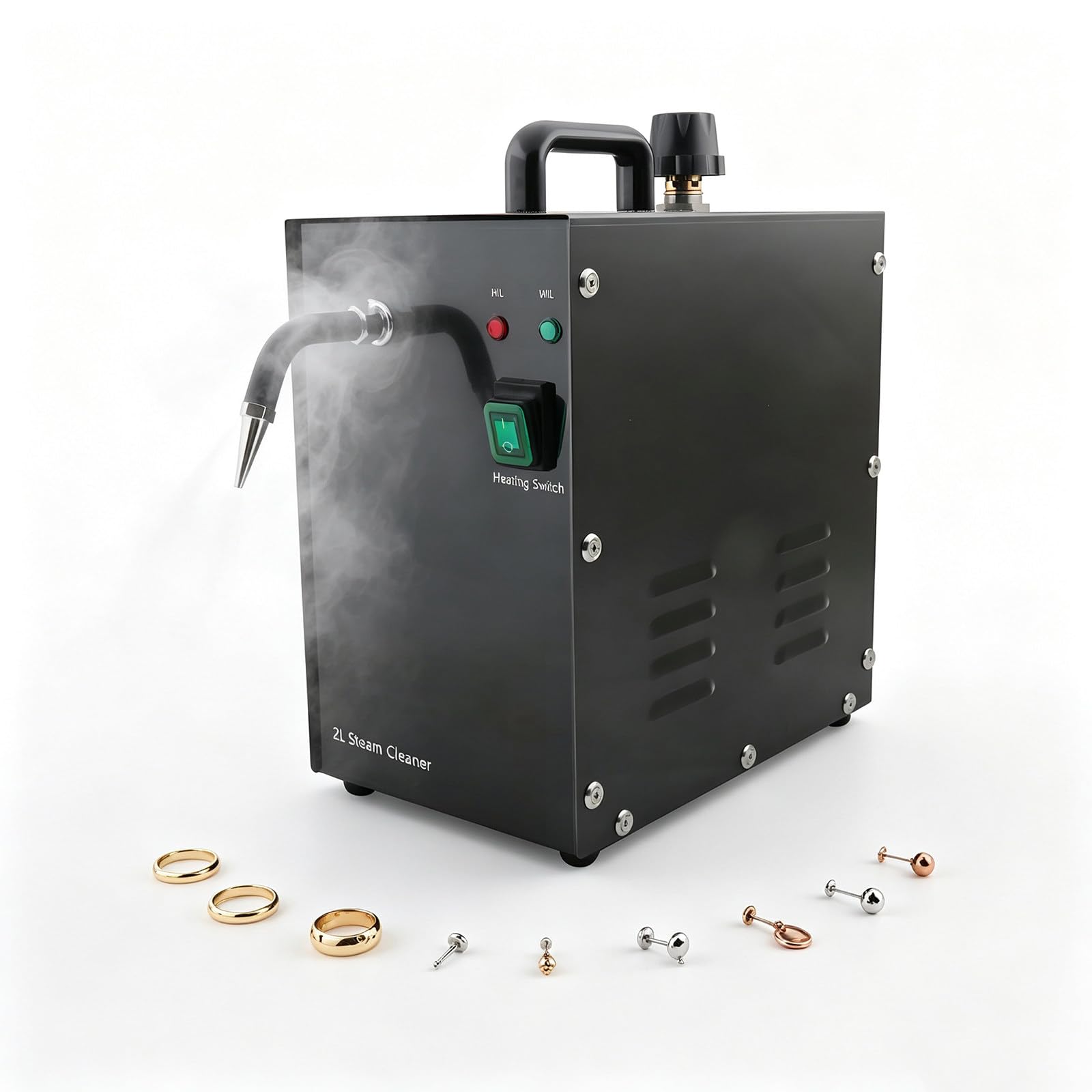 Limpiador a vapor de joyas de 2 litros negro para limpiar oro y diamantes