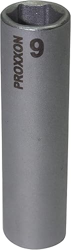 Proxxon 23 776 Vaso Largos de 1/4" para Pernos Roscados muy Salientes, Tamaño 9m