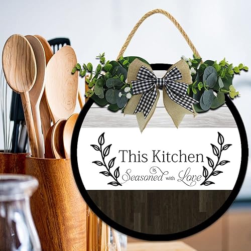 Miniatura 2 de -11 x 11 pulgadas, letrero colgante de madera, decoración rústica de pared para el hogar, decoración de porche de granja, decoración de cocina