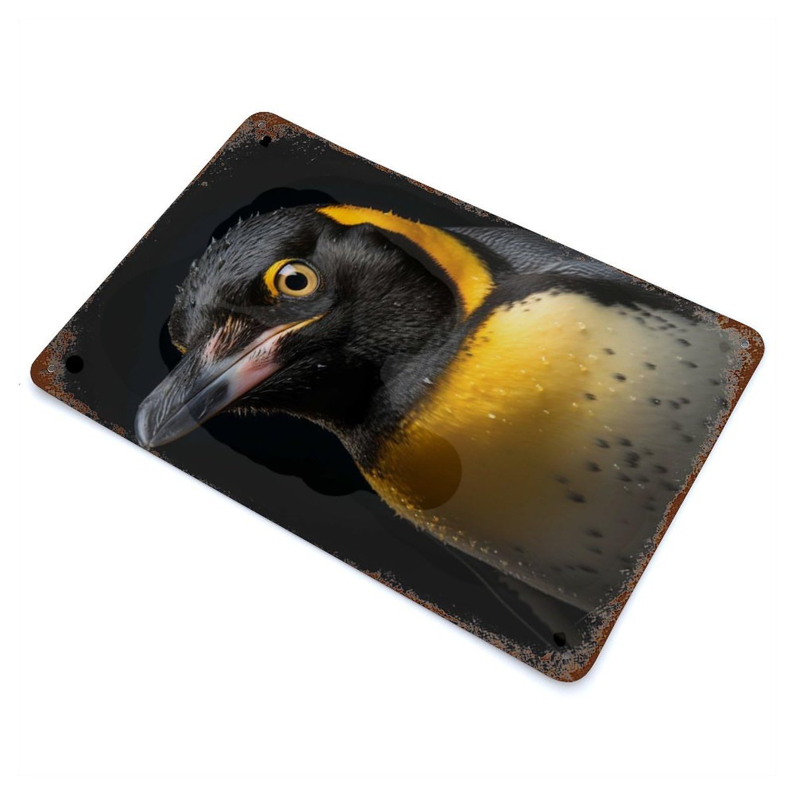 Retro Metal Sign with Cool Penguin Portrait Design 11.8"x7.9", for Pub, Kitchen And Man Cave Decor, Rustic Home Decor