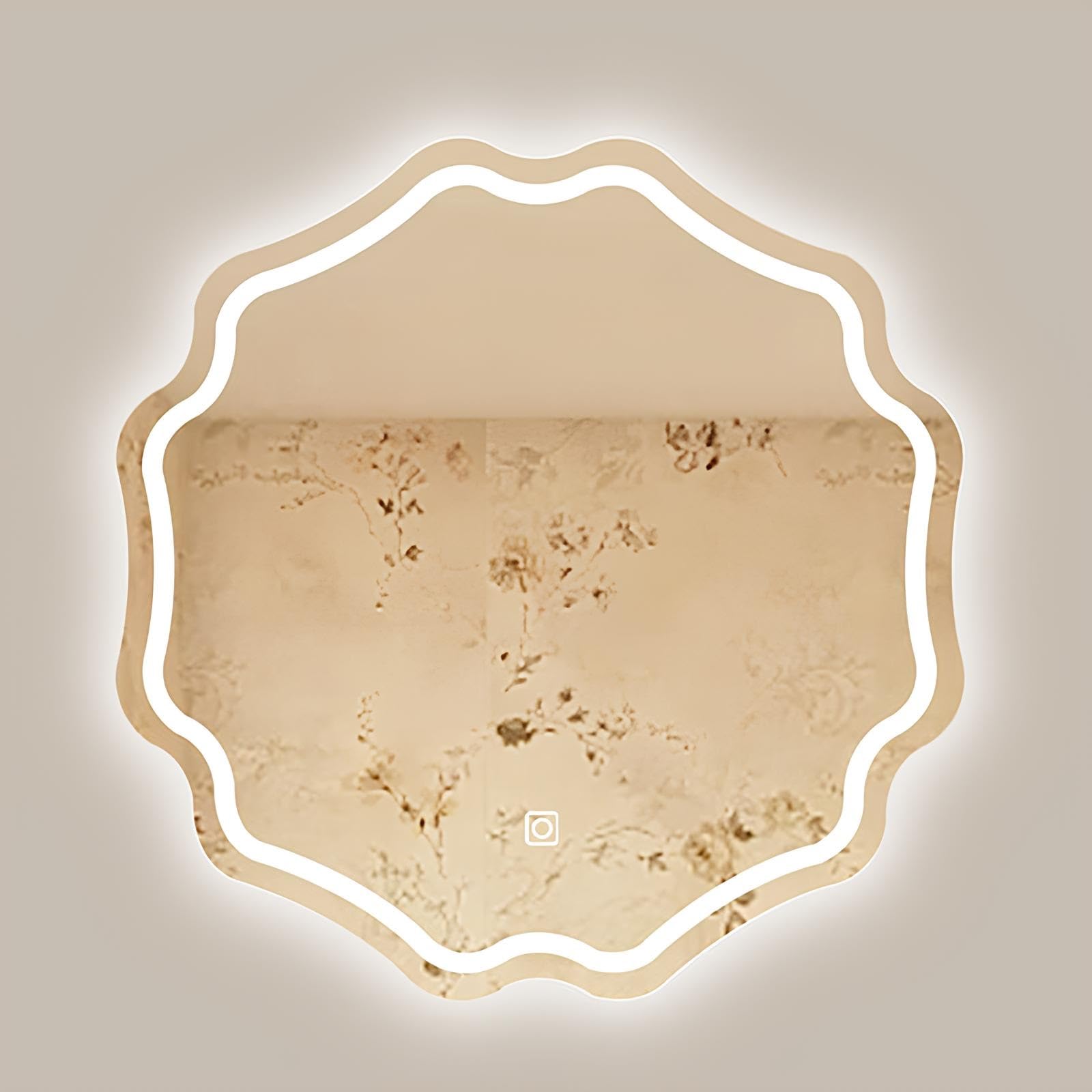 FGXHHS LED Mirror for Bathroom 50cm/60cm/70cm Round, Lighted Vanity Wall, 3 Colors Brightness(A,70cm/27.6in)