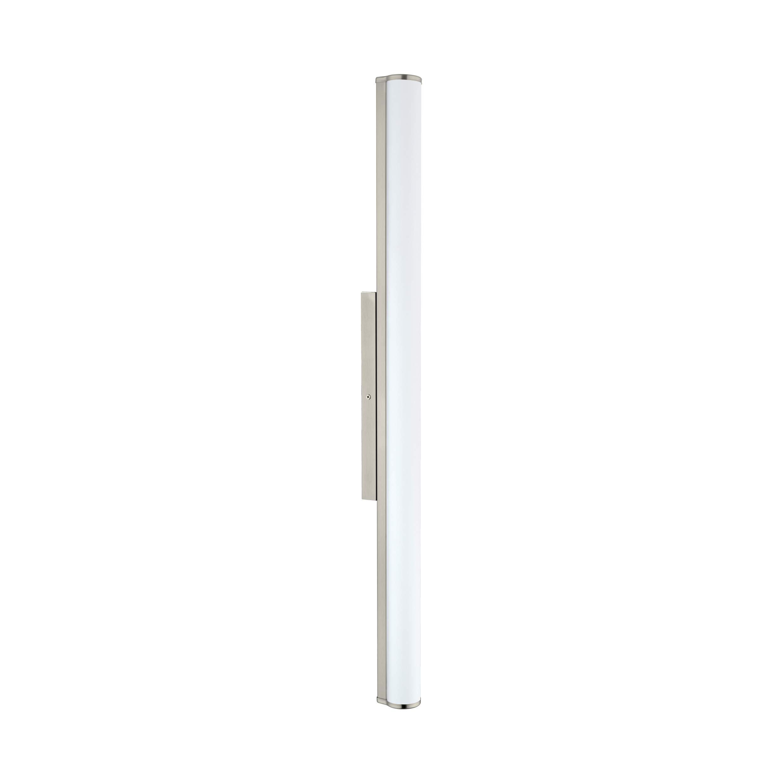 EGLO LED Wandlampe Calnova, LED Spiegelleuchte aus Metall in Nickel-Matt | satiniertes Glas in Weiß, Badezimmer Lampe, LED Feuchtraumleuchte neutralweiß, IP44, L 90 cm