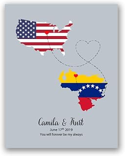 [SF Customizables] Custom International Love Long Distance Relationship Country Map Venezuela & America [Poster Print ONLY]