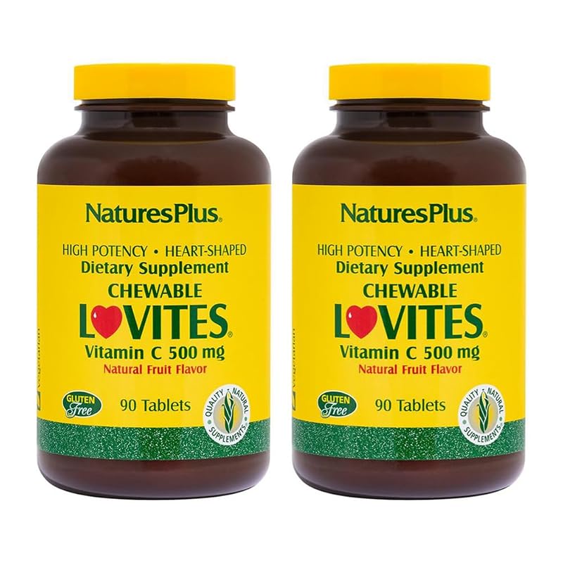 NaturesPlus Vitamina C 500 mg — 180 comprimidos mastigáveis