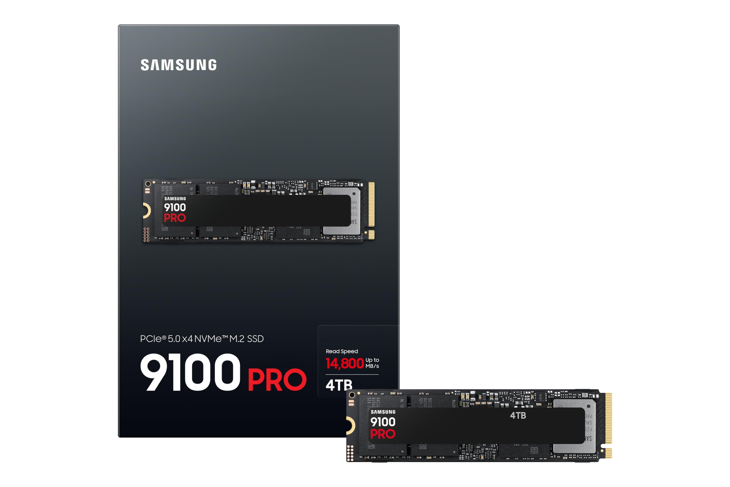 Samsung 9100 PRO NVMe M.2 SSD 4 TB PCIe 5.0 14.800 MB/s Lesen 13.400 MB/s Schreiben Interne SSD Gaming Schwarz MZ-VAP4T0BW
