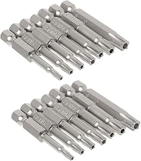 Mesee 2 Set of 7Pcs 50mm 5 Point Security Torx Screwdriver Bits Set,1/4 Inch Hex Shank Magnetic Star Head Screw Driver Tamper Proof Bit Set T10-T40 S2 Steel