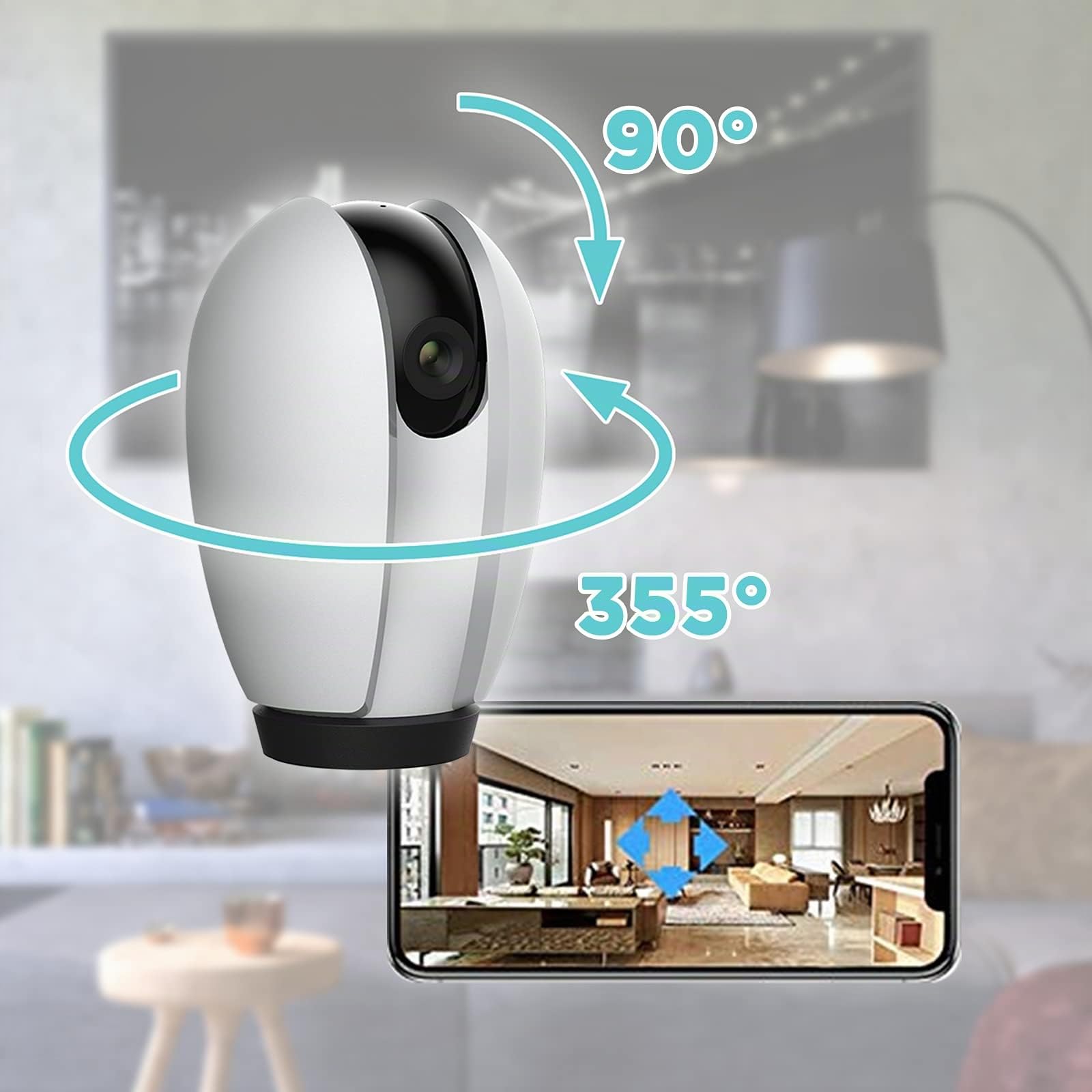 Smart Webcam Wi-Fi Speed 4S Pan&Tilt, HD 2MP, Rotazione Orizzontale 355° e Verticale 10°-75°, Audio Bidirezionale, Rilevatore Movimento PIR, MicroSD/Cloud, Visione Notturna, Interno