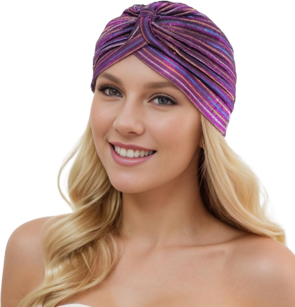 Fashion 21 Women's Pleated Glittered Turban Hat Head Wear - Image 2