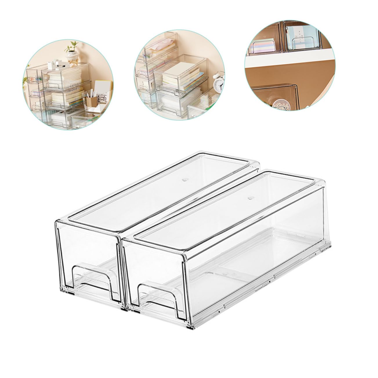 2 Uds Soporte Para Cosméticos Organizador De Cajones De Cosméticos Transparente Organizador De Cajones Estuche De Almacenamiento De Maquillaje Apilable Soporte Para Cajones De