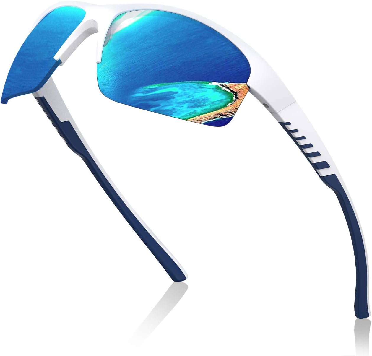 Avoalre Polarized Sports Sunglasses, 100% UV Protection Impact Resistance Sports Glasses for Men Women Driving Running Climbing Outdoor Activities Unbreakable Lightweight Tr90 Frame(Ice Blue)