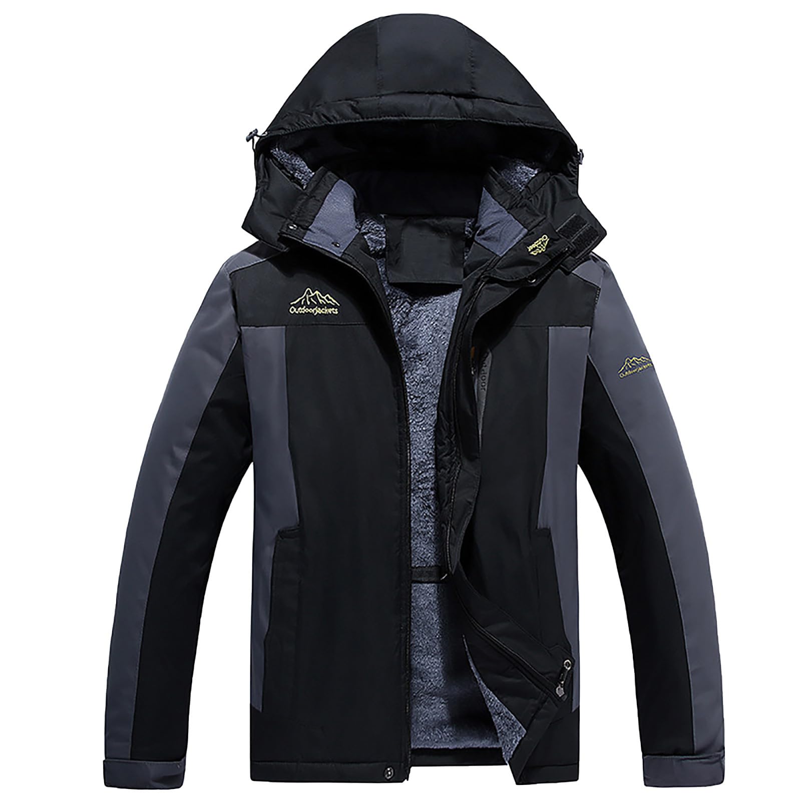 Generisch Cappotto invernale da uomo taglie forti, giacca da sci calda, impermeabile con tasche