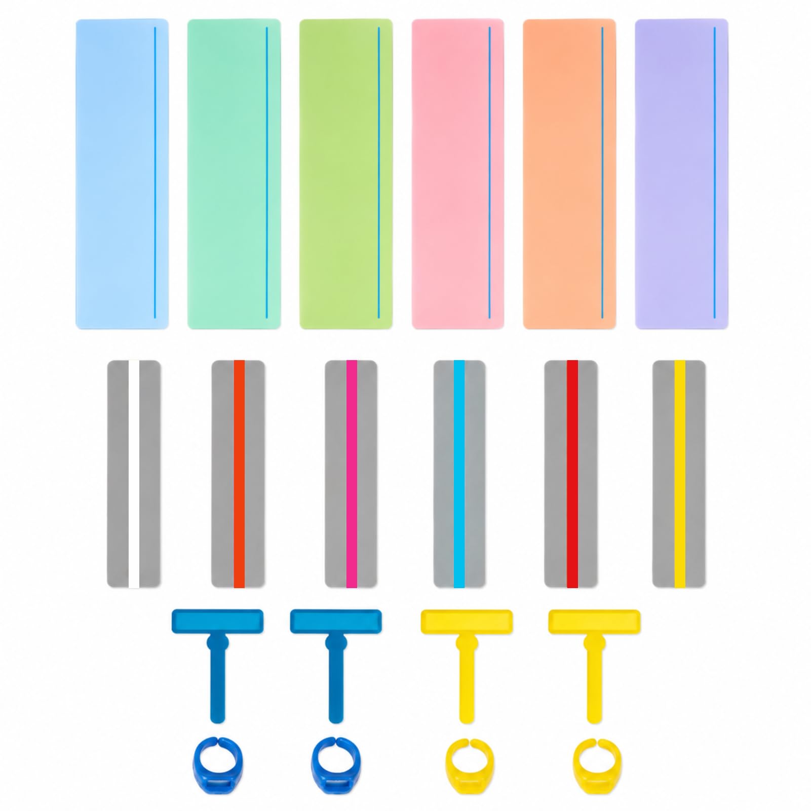 16 Piezas Tiras de Lectura Guiada, Incluir Regla de Seguimiento, Brazalete para Dislexia, Rastreador de Dedos, Varios Colores, para Facilitar la Lectura, Aliviar Estrés Visual