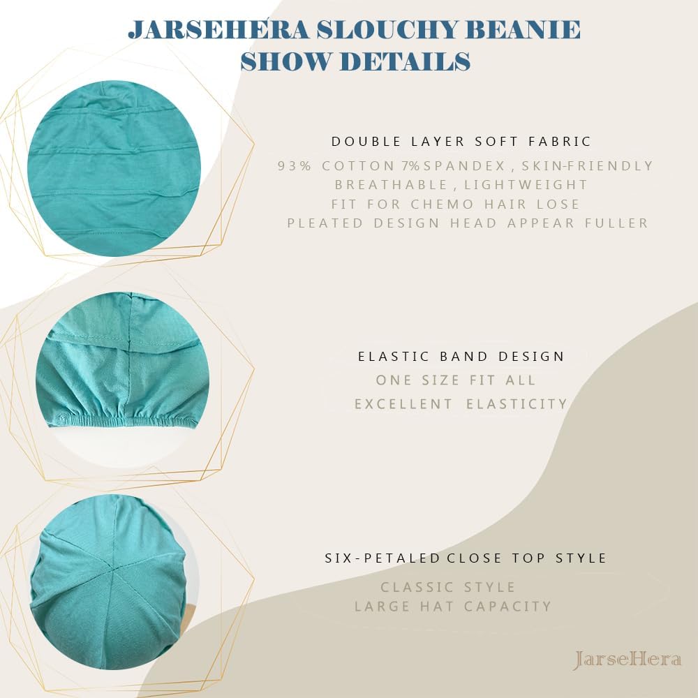 JarseHera 2PCS Cotton Slouchy Beanie Chemo Headwear Soft Slouch Cancer Caps Hats Head Cover for Hair Loss - Image 4