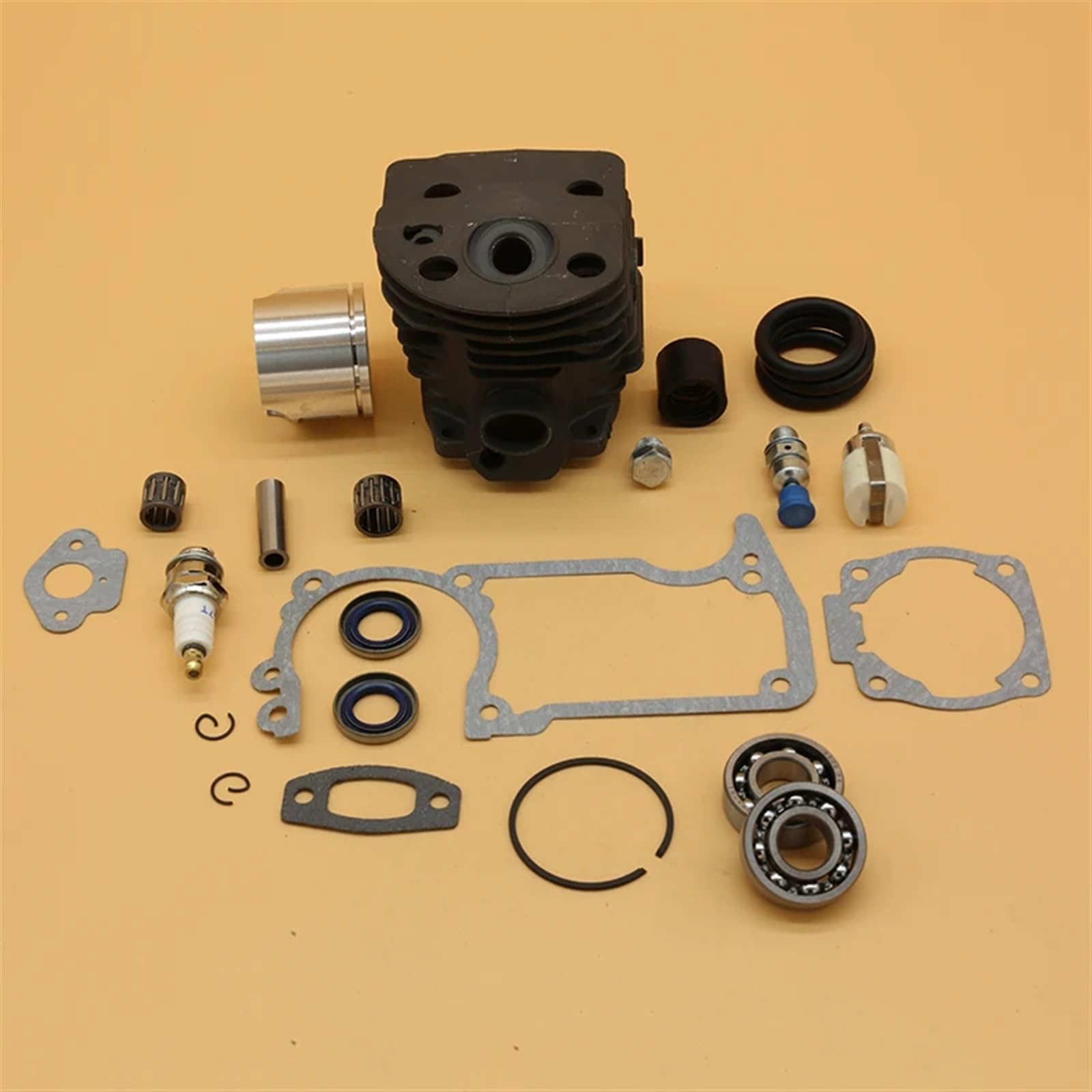 Zestaw uszczelek 46MM NIKASIL do cylindra tłokowego i łożyska korbowego, do Husqvarna, 51 55 55, do Rancher, części do pił łańcuchowych z zaworem dekompresyjnym Zestaw tłoków do maszyn ogrodow