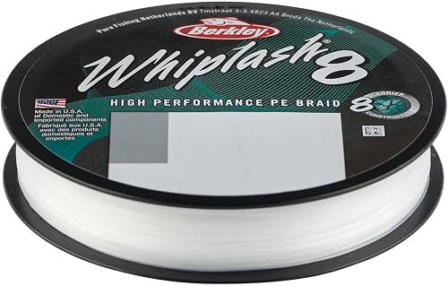 Berkley Whiplash® 8 Braided Ligne de pêche - Ligne de pêche tressée ultra-forte,