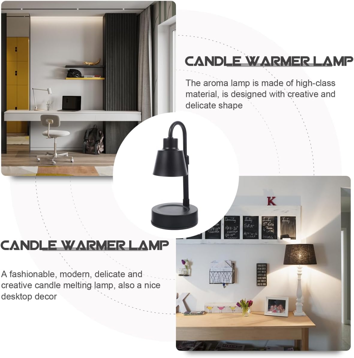 Healifty Candle Warmer Lamp Wax Melting Lamp Night Light for Scented Candles Adjustable Height Us Plug 2 Bulbs Black Home Decor for Desk Bedroom Living Room