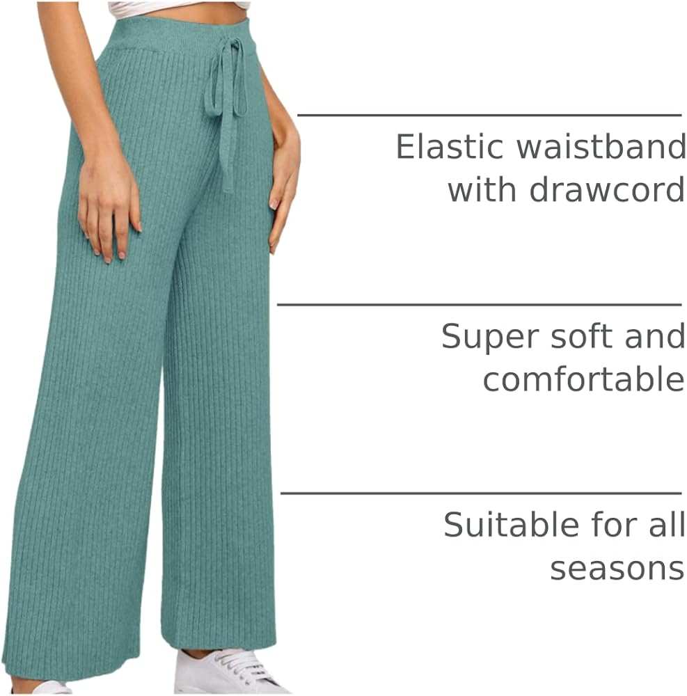 Amazon.com: Waitfairy Womens Palazzo Pants Wide Leg Knit Pants