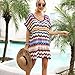Shurhome Women Crochet Beach-Dress Fashion Color-Block Swimsuit Up Bathing Suit Up Hollow Out V-Neck Bikinis Up