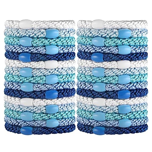 Funtopia Faixas de cabelo altamente elásticas – 30 peças de suportes macios para rabo de cavalo sem vincos e laços de cabelo esportivos para cabelos grossos