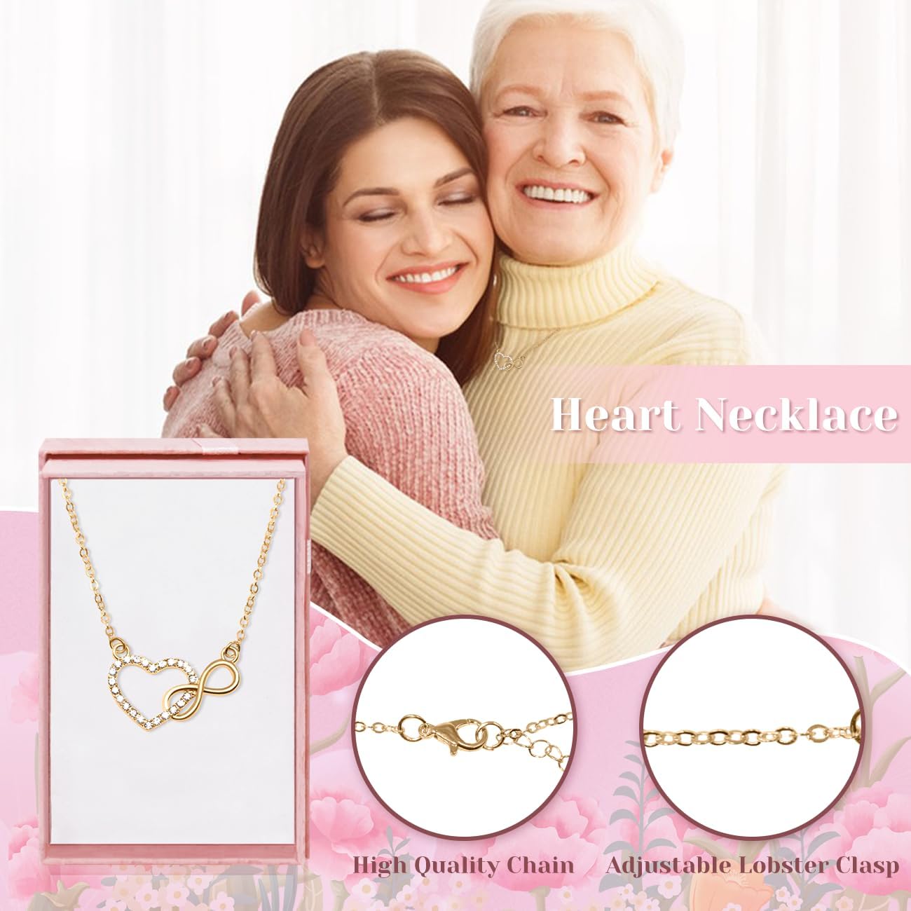 Gifts for Mom, Mom Birthday Gifts with 16 Oz Glass Cup, Heart Necklace, Socks, Mothers Day Gift from Daughter, Son, Husband, Self Care Get Well Soon Gift for Women, Christmas, Thanksgiving - Image 4