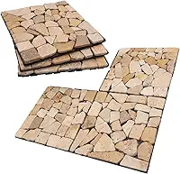 CHANJOON Piso De Mármore Natural Para Deck, Pátio E Varanda, Intertravado Faça Você Mesmo Todas As Condições Climáticas Com Drenagem (Cáqui)