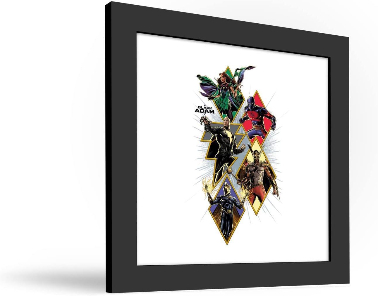Trends International Gallery Pops DC Comics Movie Black Adam - Black Adam Geometric Graphic Wall Art, Black Framed Version, 12'' x 12''
