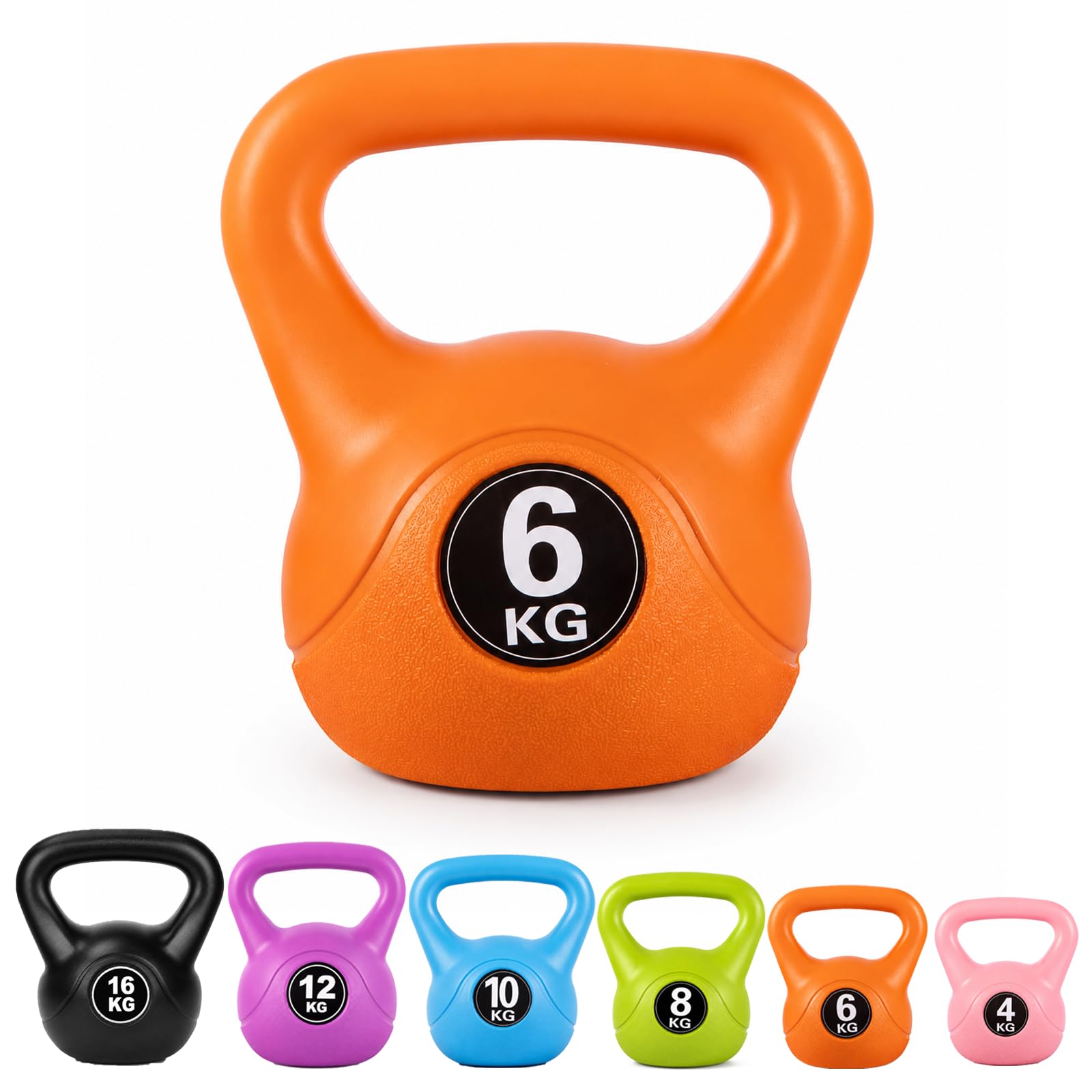 6 kg Kettlebell with Wide Handle for Home Gym Strength Training, Orange