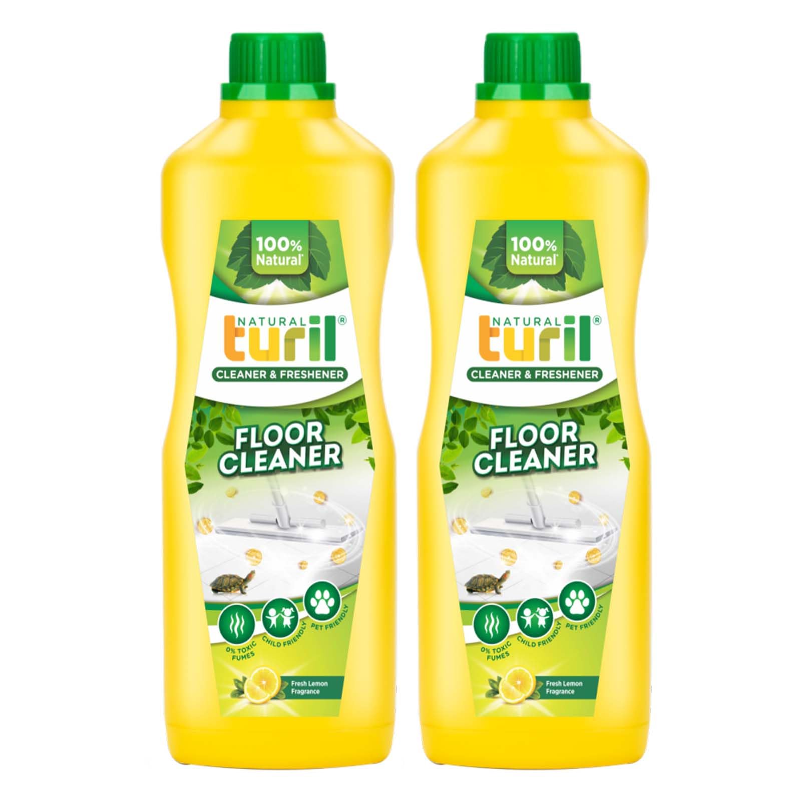 Floor Cleaner (Fresh Lemon) 1L Pack of 2, Streak-Free Shine, Pet & Child Friendly, Skin-Safe, Long-Lasting Fragrance, Suitable for Kitchen, Ceramic, Marble, Granite & Tile