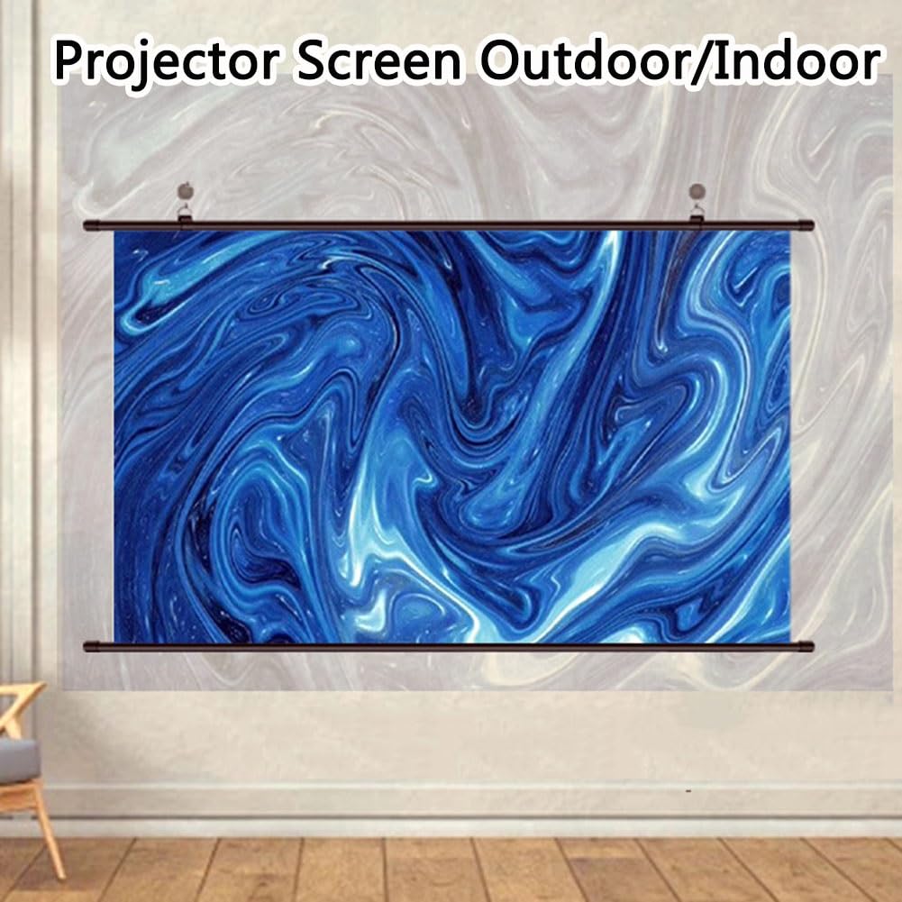 Schermo per Proiettore Estraibile, Schermo per Film da Parete 16:9 per Home Theater, Riunioni, Serate Cinema All'aperto in Giardino