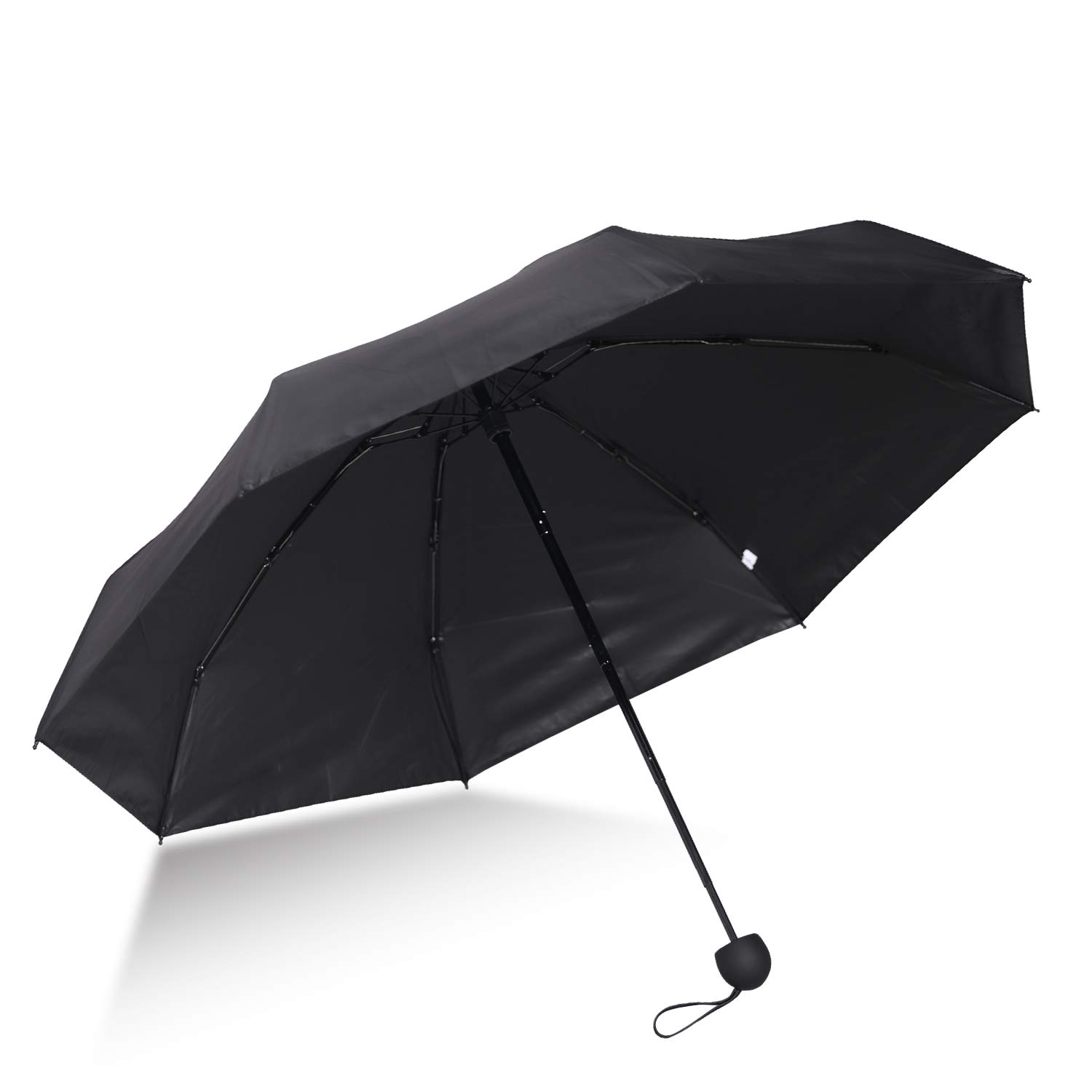 ABCCANOPY Umbrella Compact Rain&Wind Teflon Repellent Umbrellas Sun Protection with Black Glue Anti UV Coating Travel Auto Folding Umbrella, Blocking UV 99.98%, BLACK