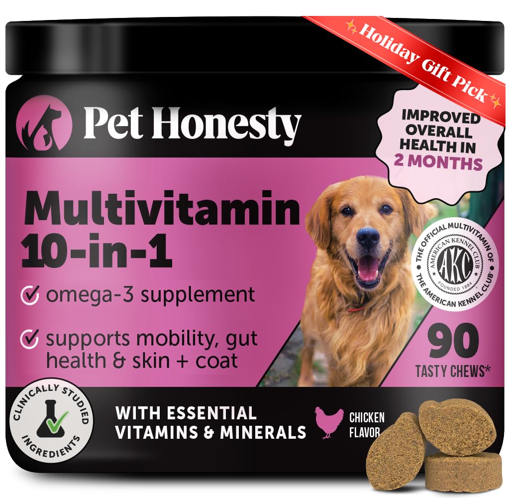 10 for 1 Dog Multivitamin with Glucosamine - Essential Dog Vitamins with Glucosamine Chondroitin, Probiotics and Omega Fish Oil for Dogs Overall Health - Glucosamine for Dogs Joint Supplement Heart