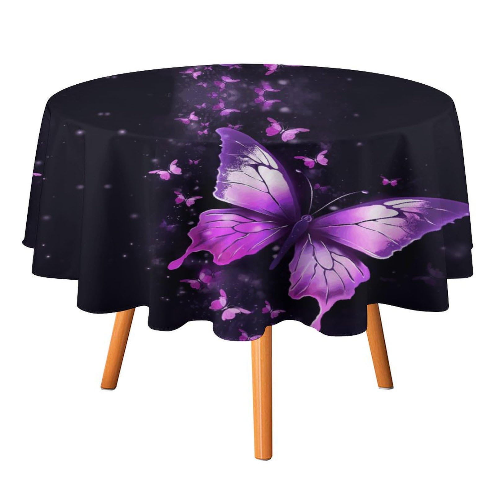 Nappe ronde papillon violet pour éviter les corvées de nettoyage après une fête