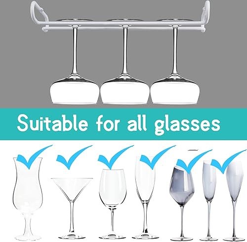 Miniatura 4 de eastbao Estante blanco para copas de vino, estante debajo del gabinete, soporte para vasos de almacenamiento con secado para copas de vino, soporte
